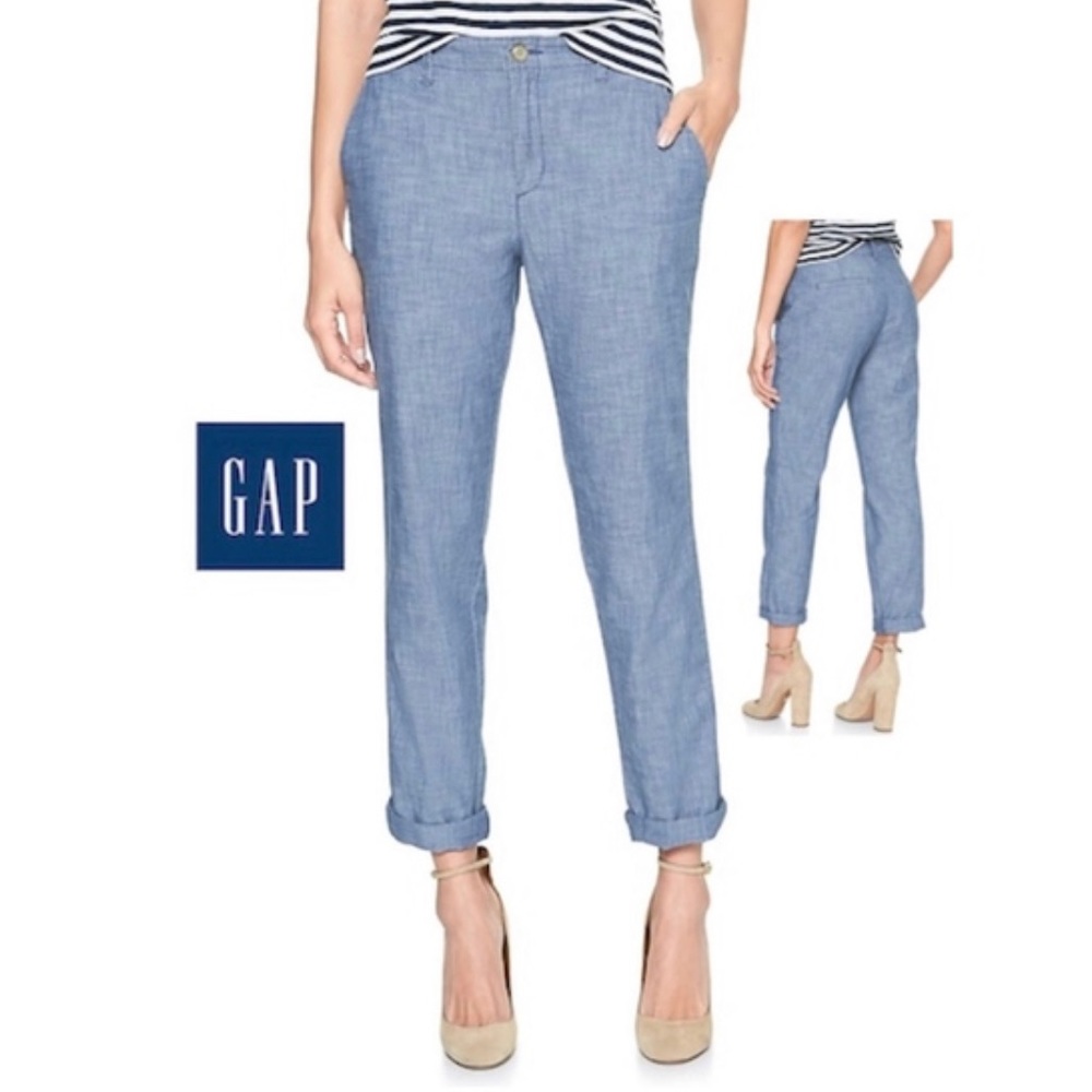 Gap girlfriend khaki lightweight chambray blue